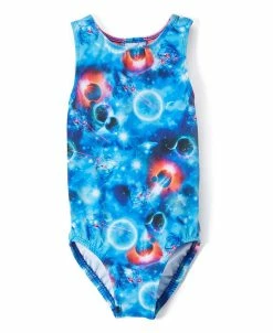 Girl Power Sport Little Girls Stella Space Cat Racer Back Leotard One Piece
