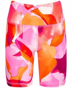 ID Ideology Big Girls Floating Petals-Print Bike Shorts, Created For Macy's