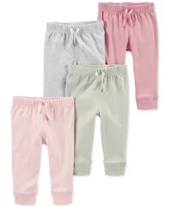 Carter'sâ„¢ Baby Girls Comfy Fit Drawstring Cotton Pants, Pack Of 4