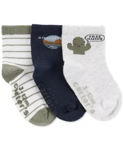 Carter's™ Baby Boys Cactus Graphic Crew Socks, Pack Of 3