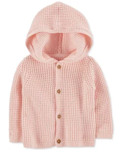 Carter's™ Baby Girls Hooded Button Closure Long Sleeved Cardigan