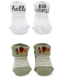 Carter's™ Baby Boys Hello Big World Turn Cuff Booties, Pack Of 2