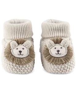 Carter's™ Baby Boys Or Baby Girls White Lion Crochet Booties With Folded Cuff