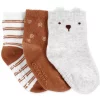 Carter's™ Baby Boy Or Baby Girl Bear Socks With Non Skid Soles, Pack Of 3