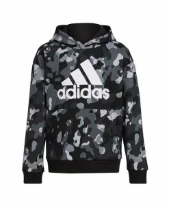 ADIDAS Little Boys Long Sleeves Core Camo Allover Print Hooded Pullover