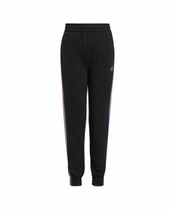 ADIDAS Big Girls Elastic Waistband All Over Print Stripe Fleece Joggers