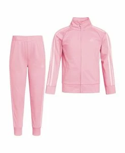 ADIDAS Little Girls Long Sleeves Classic Tricot Track Jacket And Pants, 2-Piece Set