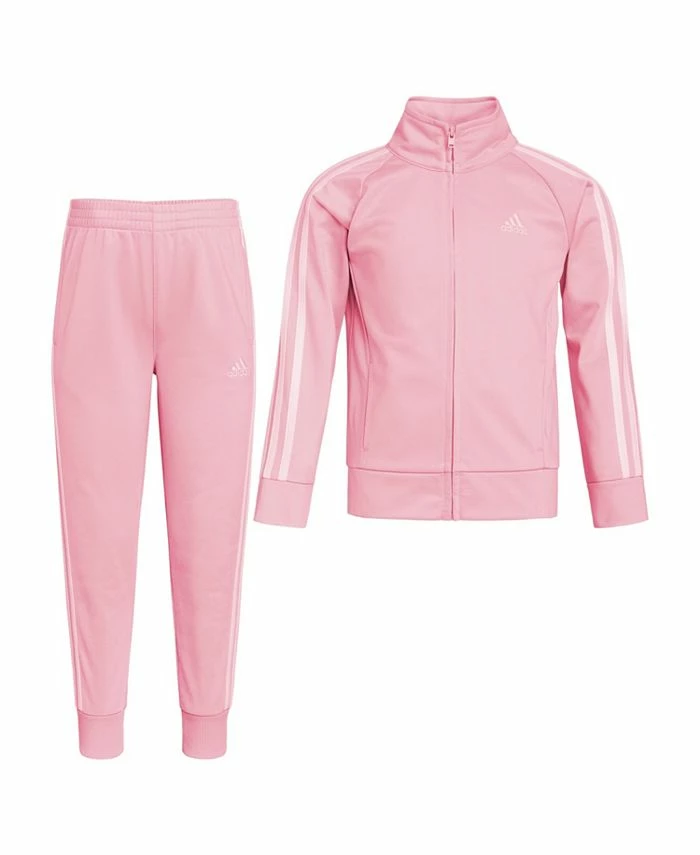 ADIDAS Little Girls Long Sleeves Classic Tricot Track Jacket And Pants, 2-Piece Set 3 ADIDAS Little Girls Long Sleeves Classic Tricot Track Jacket And Pants, 2-Piece Set