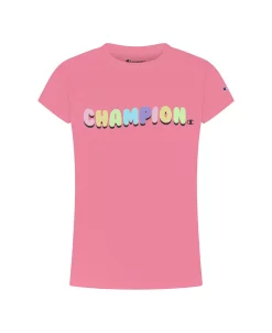 Champion Little Girls Rainbow Bubble Letters Graphic T-shirt