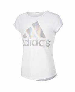 ADIDAS Big Girls Short Sleeve AEROREADY Rainbow Logo Foil T-shirt, Extended Sizes