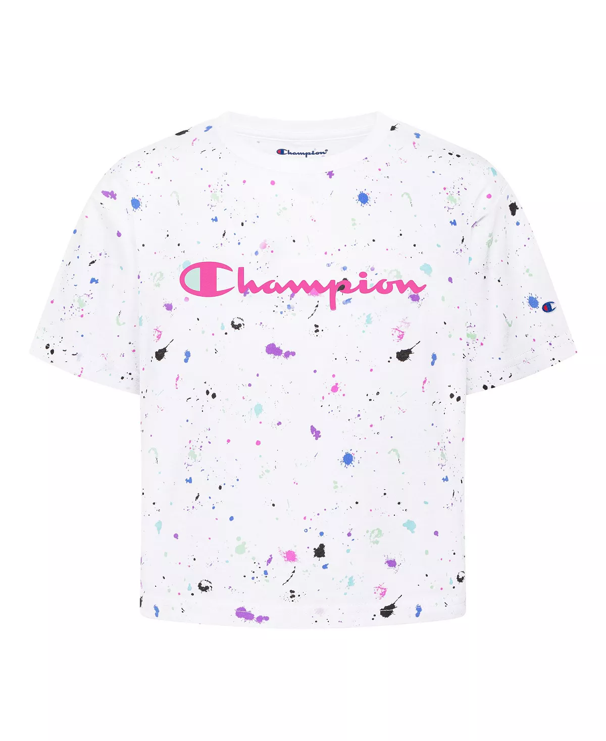 Champion Little Girls Paint Splatter All Over Print Boxy T-shirt