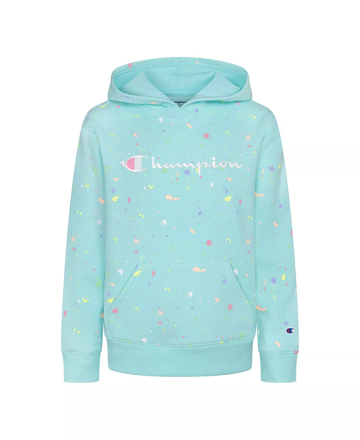 Champion Little Girls Paint Splatter All Over Print Fleece Hoodie
