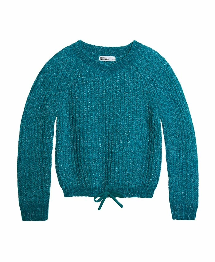Epic Threads Big Girls V-neck Cinched Sweater, Created For Macy's 3 Epic Threads Big Girls V-neck Cinched Sweater, Created For Macy's