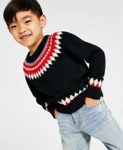 Charter Club Little Boys Fair Isle Mock Neck Holiday Sweater, Created For Macy's