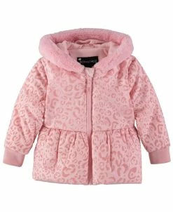 S Rothschild & CO . Rothschild Toddler Girls Flocked Parka With Mittens Jacket