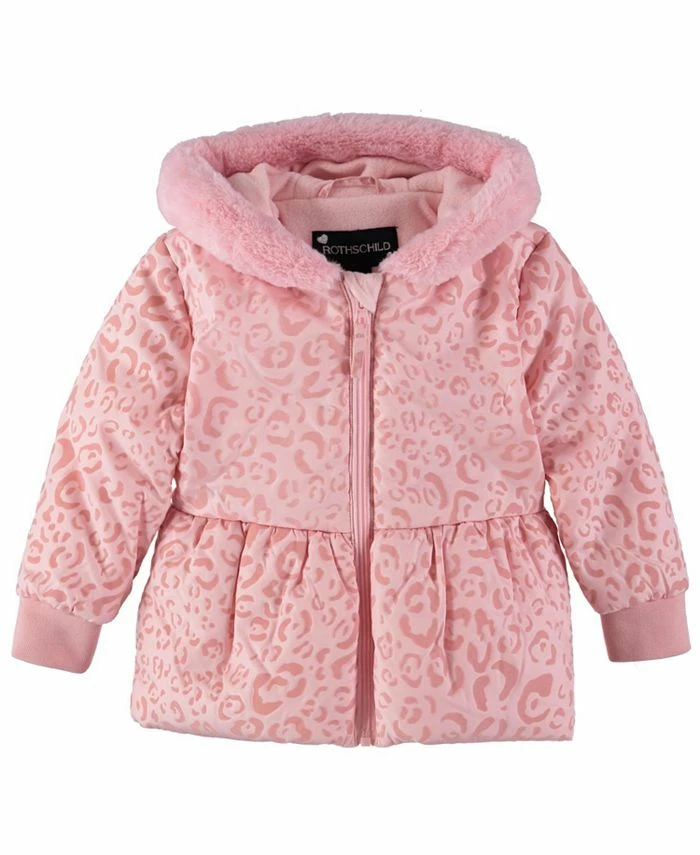 S Rothschild & CO . Rothschild Toddler Girls Flocked Parka With Mittens Jacket