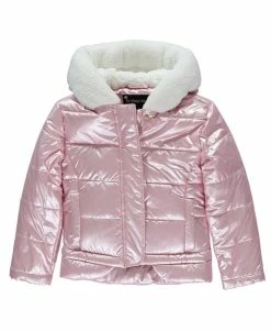 S Rothschild & CO . Rothschild Toddler Girls Long Sleeve Metallic Jacket With Sherpa Lined Hood