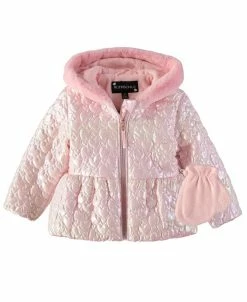 S Rothschild & CO . Rothschild Little Girls Quilted Parka With Mittens Jacket