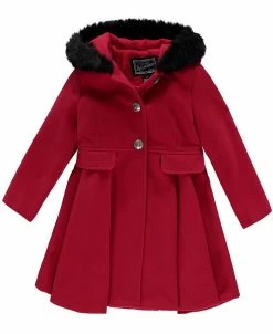 S Rothschild & CO Big Girls Hooded Faux Fur Trim Coat