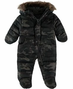 S Rothschild & CO Baby Boys Camo Print Pram Faux Fur Hooded Snowsuit