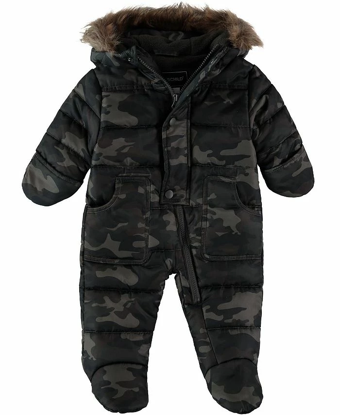 S Rothschild & CO Baby Boys Camo Print Pram Faux Fur Hooded Snowsuit