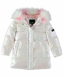 Sam Edelman Little Girls All Over Holographic Long Puffer Jacket