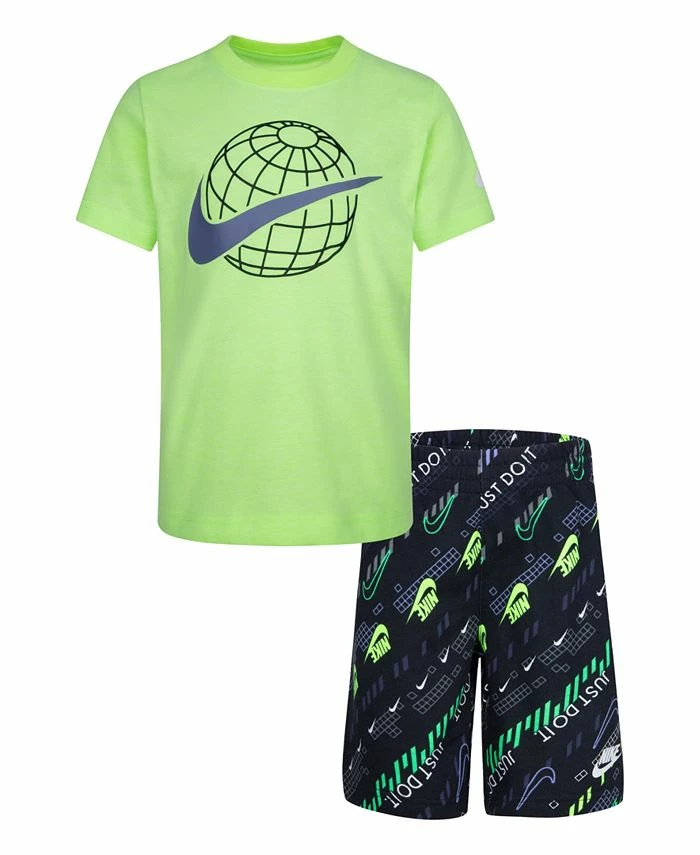 Nike Little Boys Digital Escape Short Sleeve T-shirt And Shorts, 2 Piece Set 3 Nike Little Boys Digital Escape Short Sleeve T-shirt And Shorts, 2 Piece Set