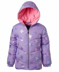 Ixtreme Little Girls All Over Fall Star Puffer Jacket With Fleece Hood