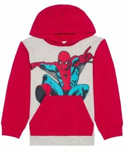 Marvel Hybrid Little Boys Spiderman Long Sleeve Pullover Fleece Sweatshirt