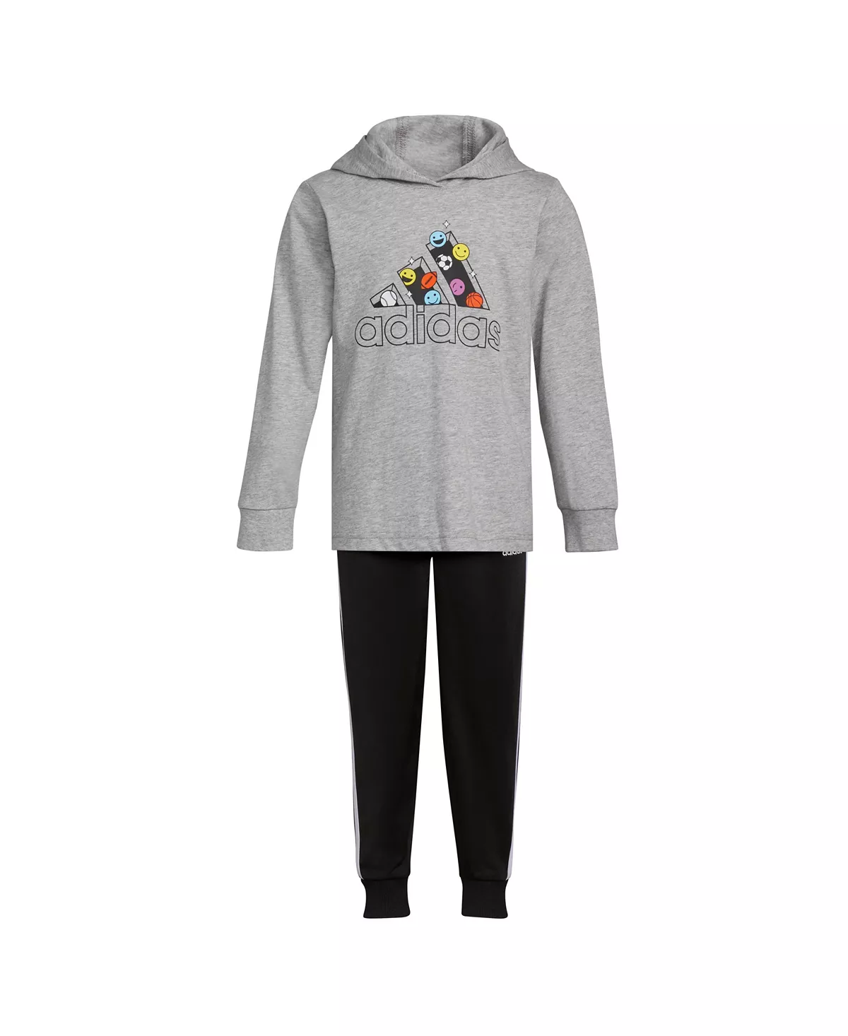 ADIDAS Little Boys Long Sleeve Hooded T-shirt And Joggers, 2 Piece Set - Image 3
