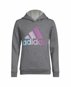 ADIDAS Big Girls Long Sleeve Graphic Fleece Pullover Hoodie