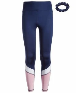 ID Ideology Big Girls Spliced Colorblocked Leggings With Scrunchie, Created For Macy's