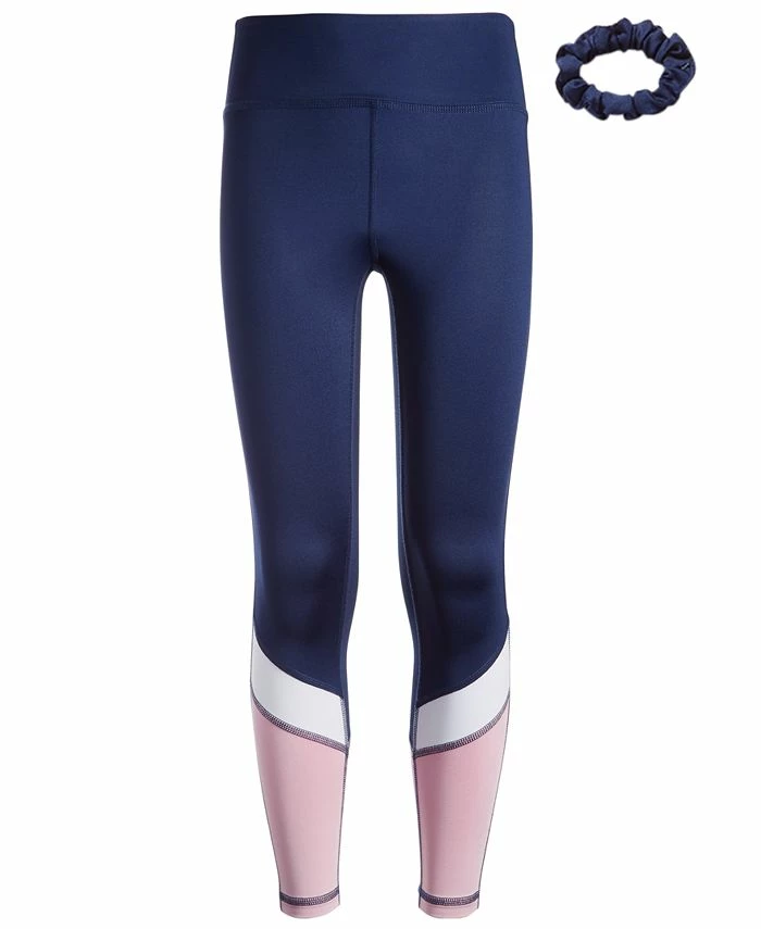 ID Ideology Big Girls Spliced Colorblocked Leggings With Scrunchie, Created For Macy's