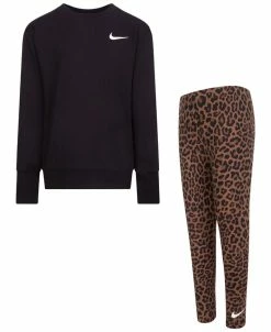 Nike Little Girls Crewneck And Leggings, 2 Piece Set