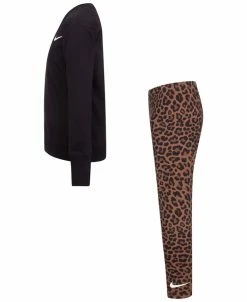 Nike Little Girls Crewneck And Leggings, 2 Piece Set -Little Me Shop 22899873 fpx