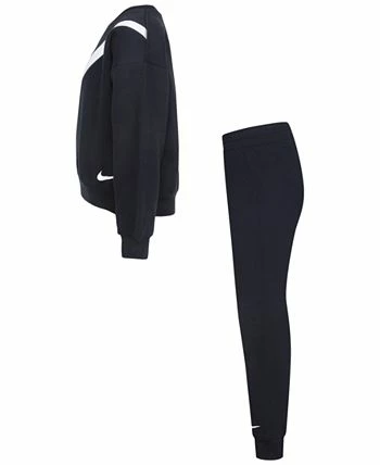 Nike Little Boys Swoosh Essentials Fleece Crew And Joggers, 2 Piece Set - Image 3