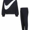 Nike Little Boys Swoosh Essentials Fleece Crew And Joggers, 2 Piece Set