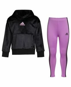 ADIDAS Toddler Girls Silken Hoodie Pullover And Tight, 2 Piece Set