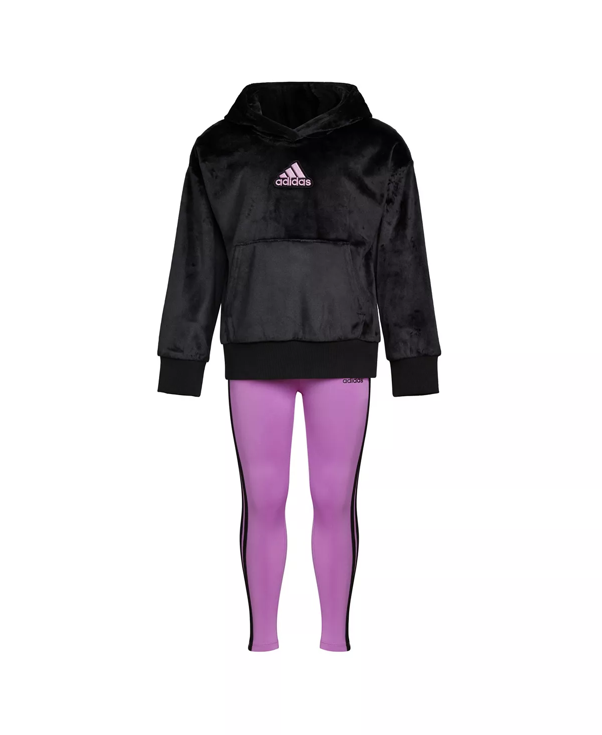 ADIDAS Toddler Girls Silken Hoodie Pullover And Tight, 2 Piece Set - Image 3