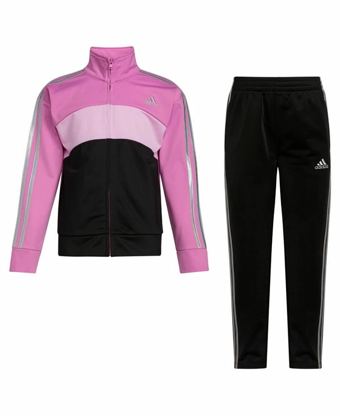 ADIDAS Little Girls Color Block Tricot Jacket And Track Pants, 2 Piece Set