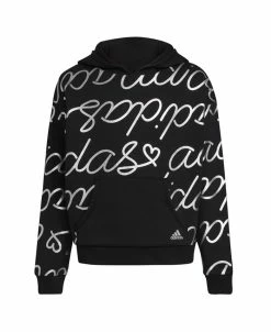 ADIDAS Big Girls Script Fleece Hooded Pullover