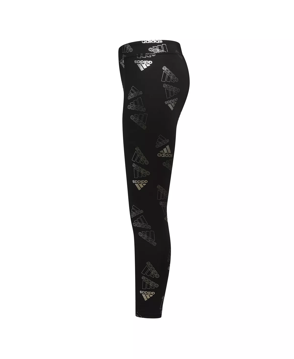 ADIDAS Big Girls Aeroready All Over Print Brand Logo Tights - Image 3