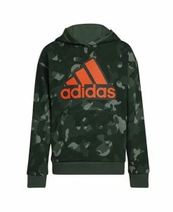 ADIDAS Big Boys Long Sleeve Core Camo Allover Print Pullover Hoodie