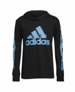 ADIDAS Big Boys Long Sleeve Glitchy Hooded T-shirt