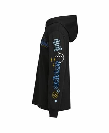 ADIDAS Big Boys Long Sleeve Doodle Hooded T-shirt - Image 3