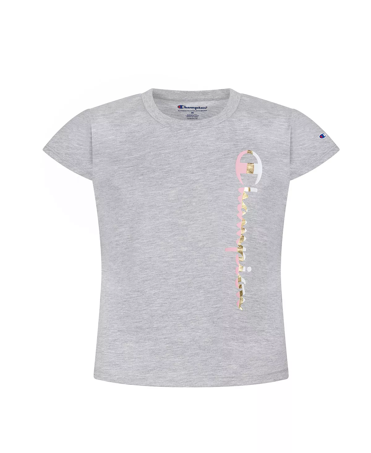 Champion Little Girls Color Block Script With Foil Graphic T-shirt