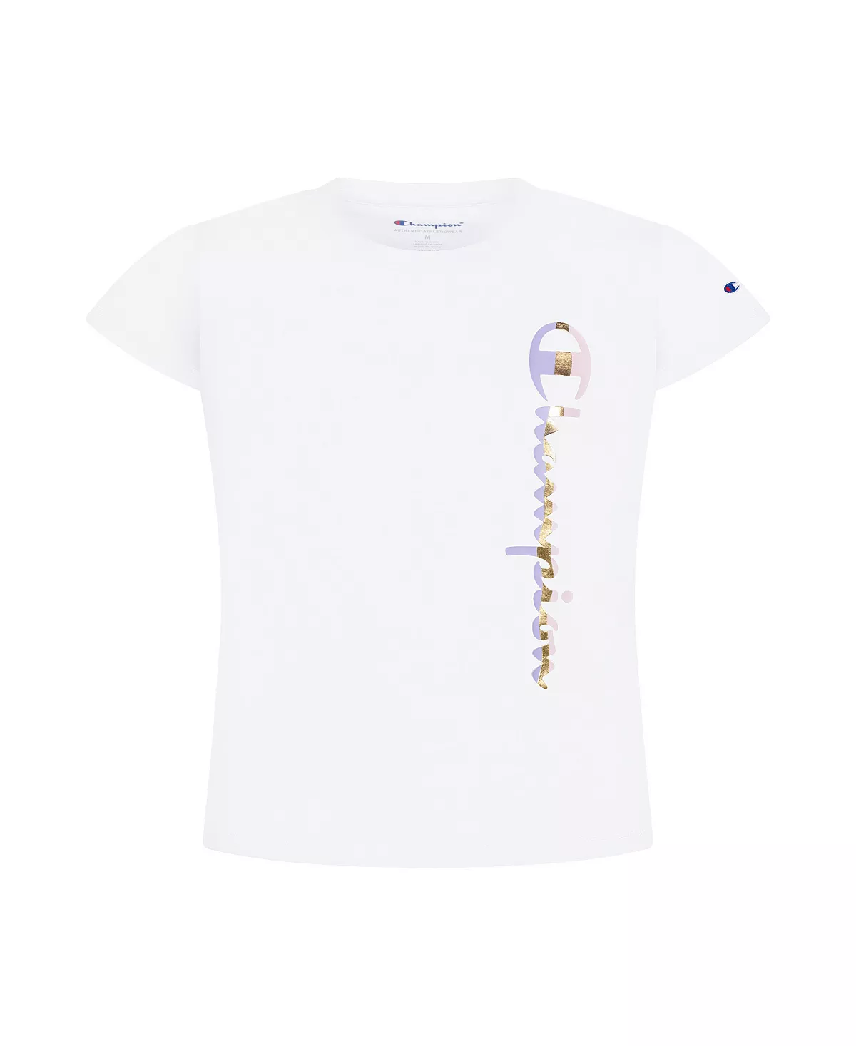 Champion Big Girls Color Block Script With Foil Short Sleeves Graphic T-shirt - Image 2