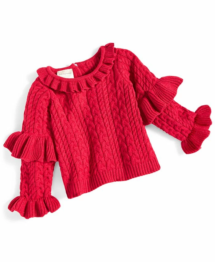 First Impressions Baby Girls Lurex Cable Knit Sweater, Created For Macy's