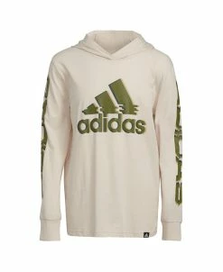 ADIDAS Big Boys Long Sleeve Glitchy Hooded T-shirt