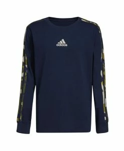 ADIDAS Big Boys Long Sleeve Core Camo Stripe T-shirt